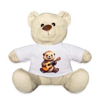 Little cartoon otter playing the guitar – Cool - Teddy Bear - white - Front