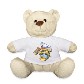 Chad Watercolor Map - Teddy Bear - white - Front