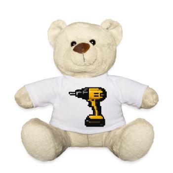Pixel-Bohrer Retro-Werkzeug-Design - Teddy - Weiß - Vorne