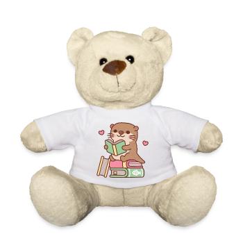 Cute Otter Sits Atop Of Books To Read - Teddy Bear - white - Front