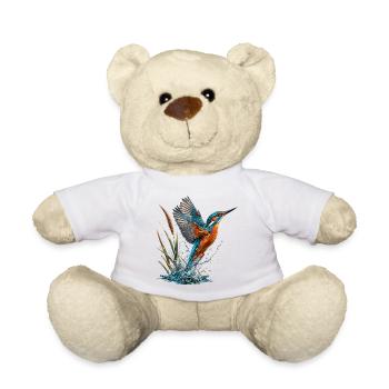 Martin-pêcheur émeraude en jaillissement - Nounours - blanc - Devant