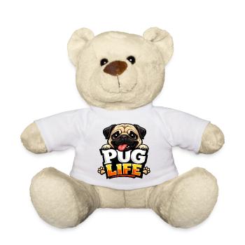 Pug Life Cartoon-Emblem - Teddy - Weiß - Vorne