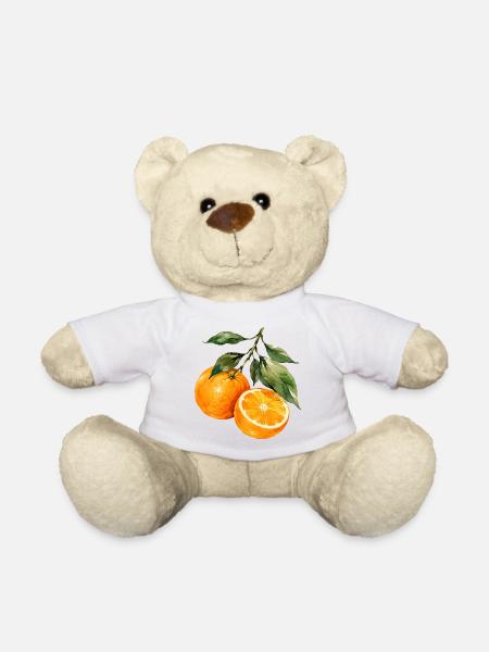 Orangen Aquarell Obstzweig - Teddy - Weiß