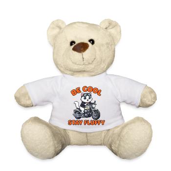 Katzen-Motorrad: Be Cool Stay Fluffy - Teddy - Weiß - Vorne