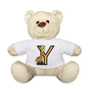 Giraffe with Y Letter Design - Teddy Bear - white - Front