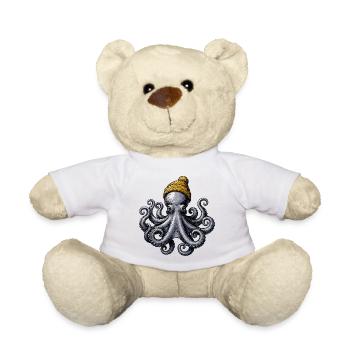 Octopus with Wool Hat Maritime Octopus Motif for - Teddy Bear - white - Front