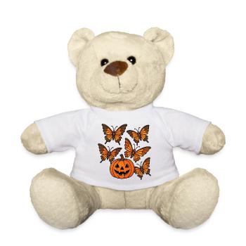 Halloween Pumpkin with Butterflies - Teddy Bear - white - Front