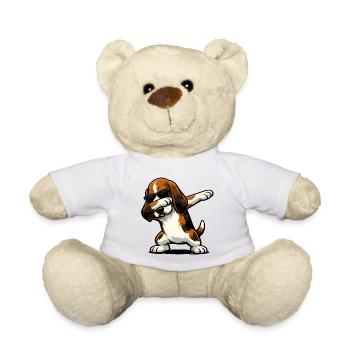 Dabbing Basset Hound in Comic Style - Teddy Bear - white - Front