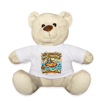 Waiting for Halloween Skeleton Hallloween Anticipation - Teddy Bear - white - Front