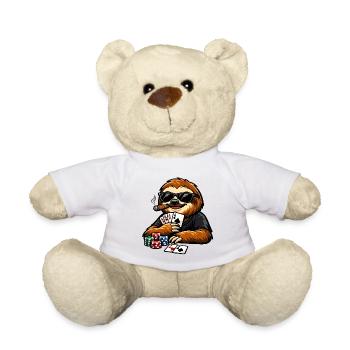 Paresseux cool jouant au poker - Nounours - blanc - Devant