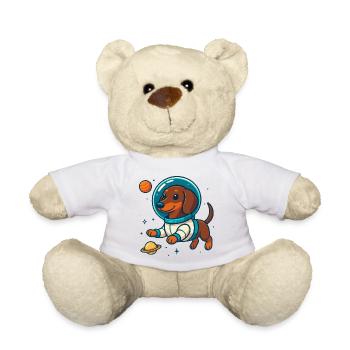 Teckel dans l’espace – Petit chien astronaute mignon - Nounours - blanc - Devant