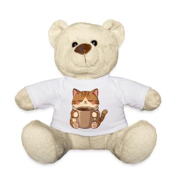 Sleepy Cat Coffee – Cozy Cat Love - Teddy Bear - white - Front