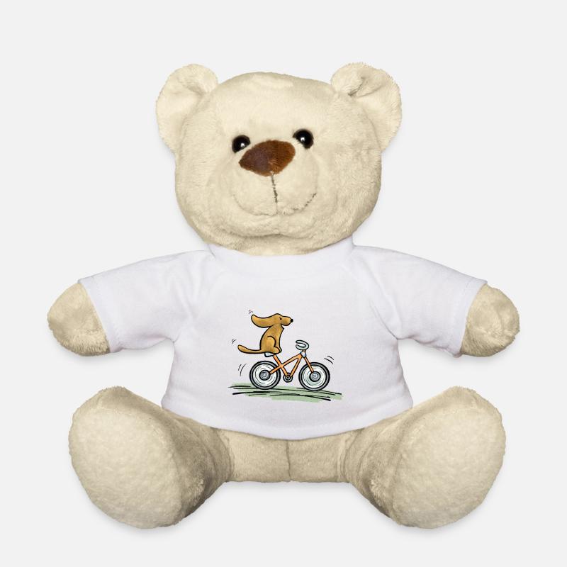 Chien à vélo - Nounours - blanc
