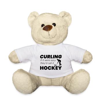 Curling Sweeping Winter Ice Sport Curler Hockey - Teddy Bear - white - Front