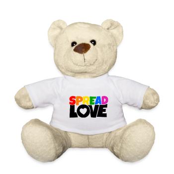 T-shirt avec Spread Love aux couleurs de l’arc-en-ciel - Nounours - blanc - Devant