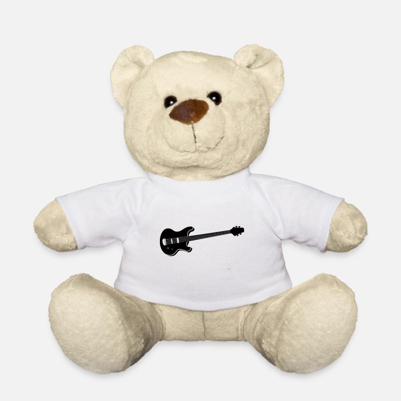Black bass guitar 4 strings electric acoustic - Teddy Bear - white