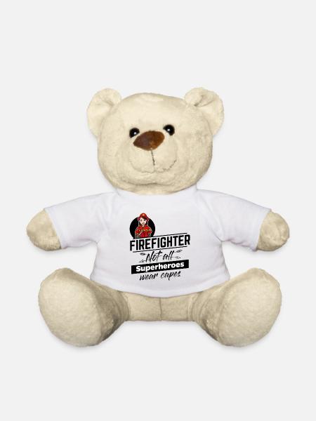 Feuerwehrfrau - Superheld ohne Umhang - Teddy - Weiß