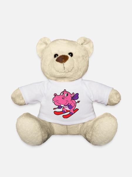 Mignon drôle cool skieur hippo skieur - Nounours - blanc