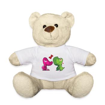 dinosaurier paar verliebt - Teddy - Weiß - Vorne