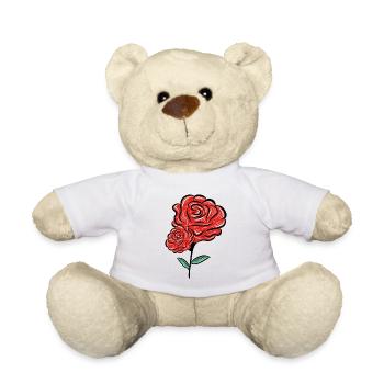 rose flower - Teddy Bear - white - Front