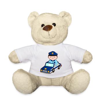 süßer Polizeiwagen Kinder Geschenk Polizist Sirene - Teddy - Weiß - Vorne