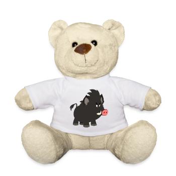 Grumpy Cartoon Wild Boar by Cheerful Madness!! - Teddy Bear - white - Front