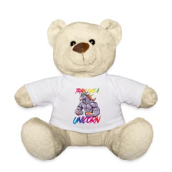 Einhorn training power fitness bunt - Teddy - Weiß - Vorne