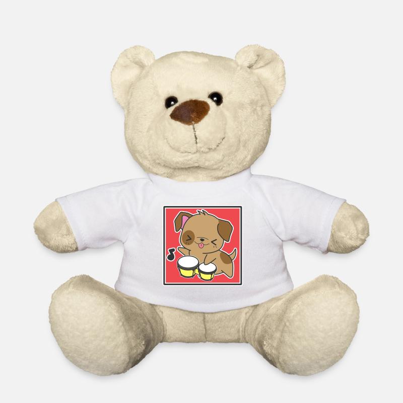 Hund mit Bongos - Teddy - Weiß