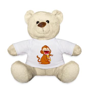 monkey banana funny comic baby monkey - Teddy Bear - white - Front