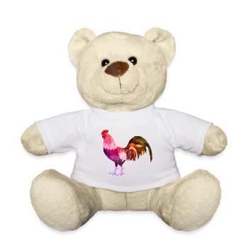 hahn polygon colorful gockel - Teddy Bear - white - Front