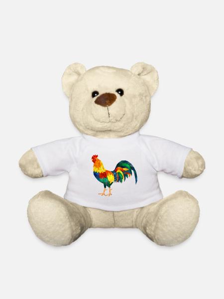 hahn polygon bunt huhn gockel - Teddy - Weiß