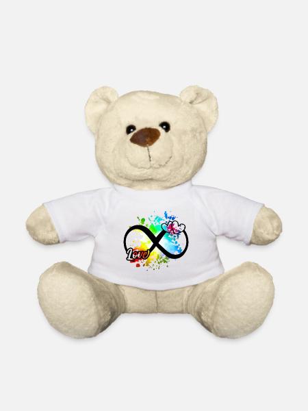 Infinity Symbole Love Coeurs Coloré - Nounours - blanc