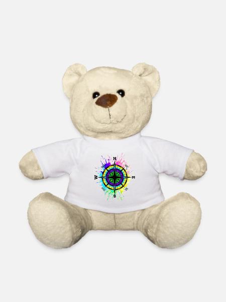Kompass Bunt Symbol Travel Farbklecks - Teddy - Weiß