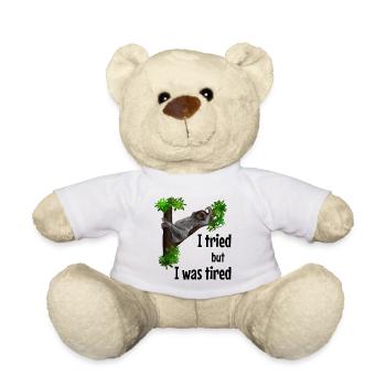 Sweet sloth - I tried but I was tiered - Teddy Bear - white - Front