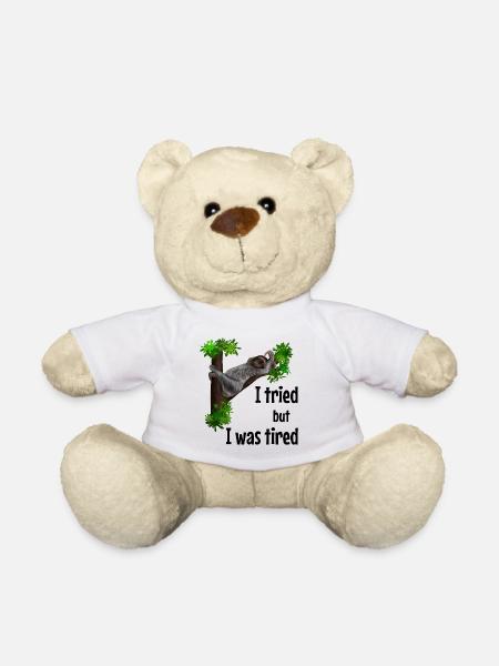 Sweet sloth - I tried but I was tiered - Teddy Bear - white