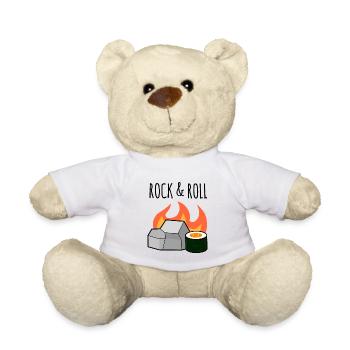 Rock N' Roll, Stone and Maki Sushi Roll Pun - Teddy Bear - white - Front
