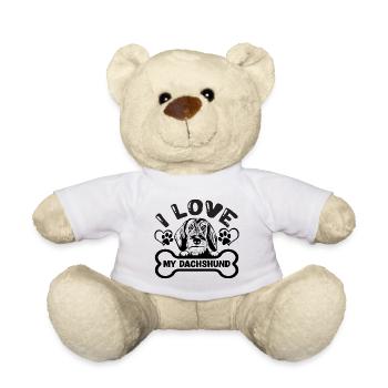 Teckel à poil dur Teckel à poil dur J’aime mon - Nounours - blanc - Devant