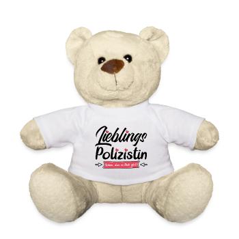 Polizistin Abschied Abschiedsgeschenk für Kollegin - Teddy - Weiß - Vorne