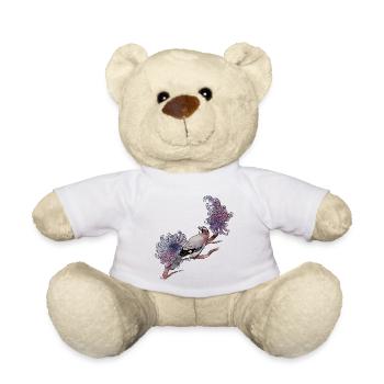 Eichelhäher auf Dahlie - Teddy - Weiß - Vorne