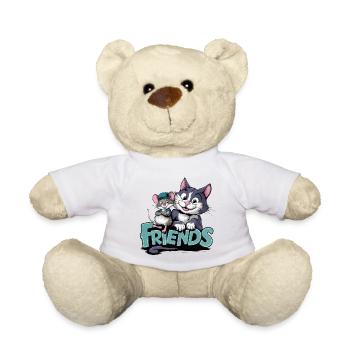 Friendship Cat and Mouse Friends Forever - Teddy Bear - white - Front