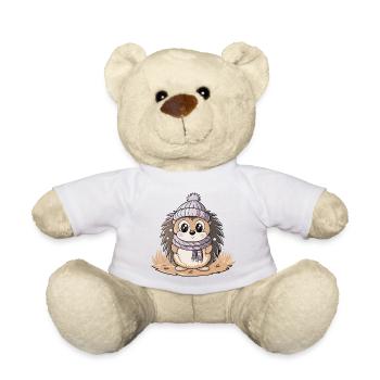 Niedlicher Igel mit Schal und Pudelmütze. - Teddy - Weiß - Vorne