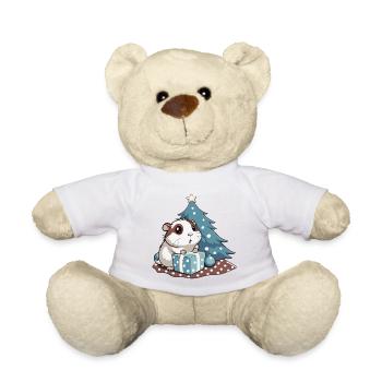 Niedliches Meerschweinchen packt Geschenk aus - Teddy - Weiß - Vorne