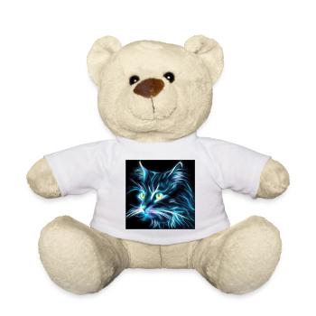 Neon Cat Head in Energy Shimmer - Teddy Bear - white - Front