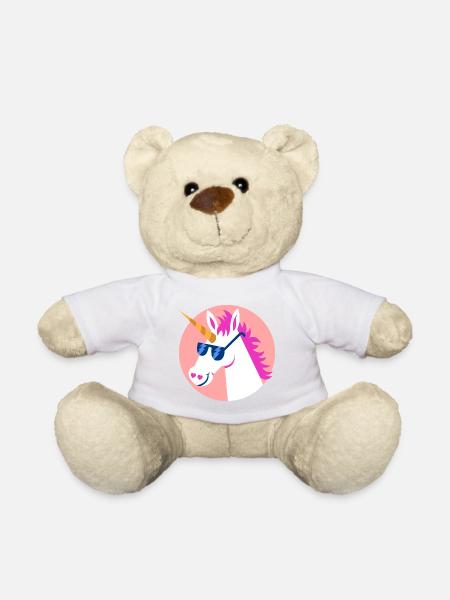 Einhorn Sonnenbrille Regenbogen Pferd Geschenk - Teddy - Weiß