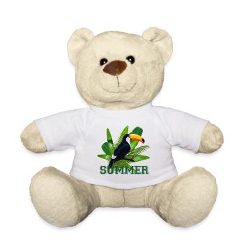 Toucan parrot and tropical leaves - Teddy Bear - white - Front