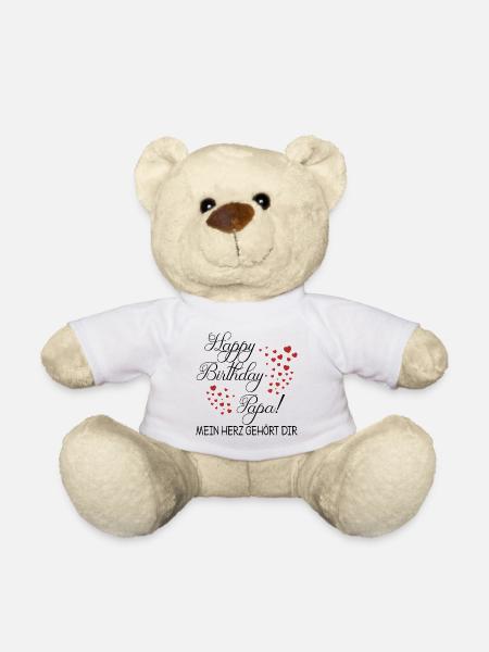 Geburtstag Papa Liebe Herz Spruch Geschenk - Teddy - Weiß