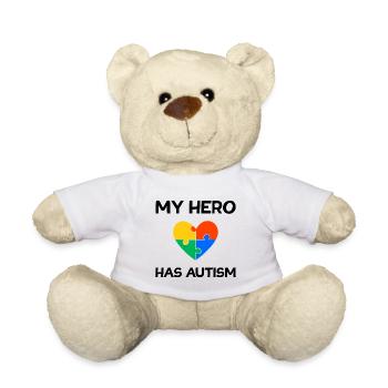 My Hero has Autism Autism Awareness - Teddy Bear - white - Front