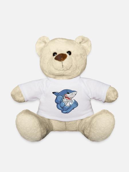 Hai Shark Muskeln Bodybuilding Fitness Gym - Teddy - Weiß