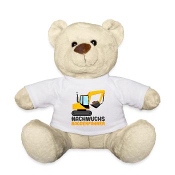 Bagger Motiv für Kinder - Nachwuchs Baggerfahrer - Teddy - Weiß - Vorne