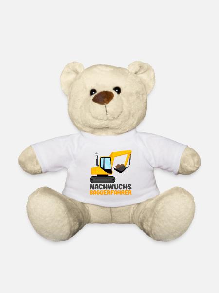 Bagger Motiv für Kinder - Nachwuchs Baggerfahrer - Teddy - Weiß
